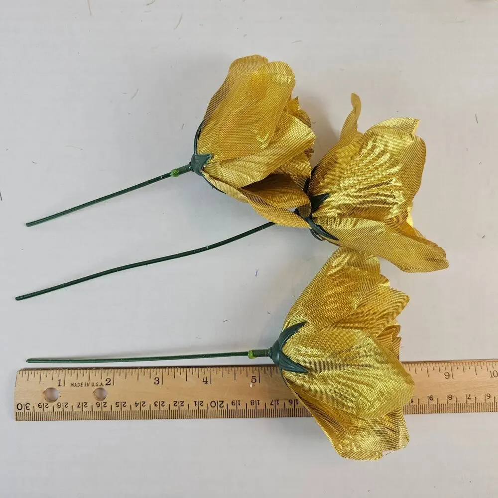 Gold Metallic Silk Roses 3